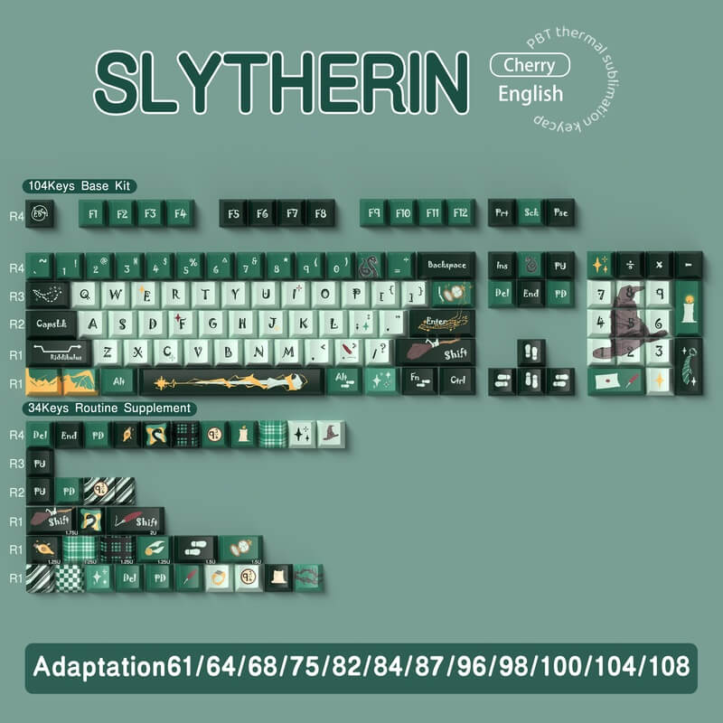 138-Key MDA Profile Keycap Set - Slytherin Theme