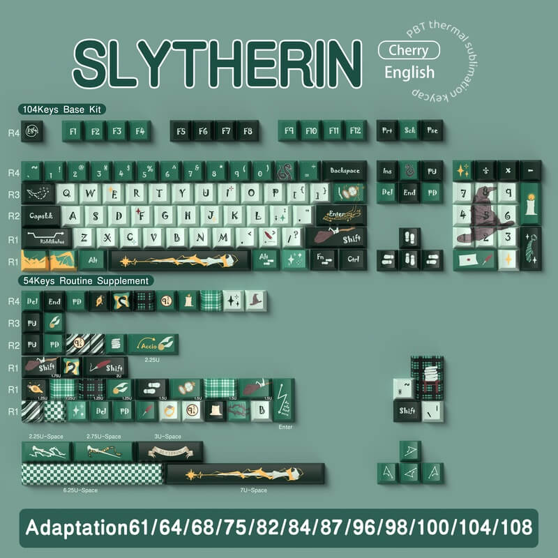 138-Key MDA Profile Keycap Set - Slytherin Theme