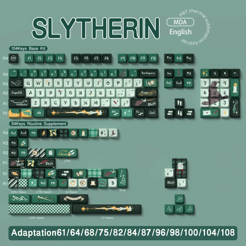 138-Key MDA Profile Keycap Set - Slytherin Theme