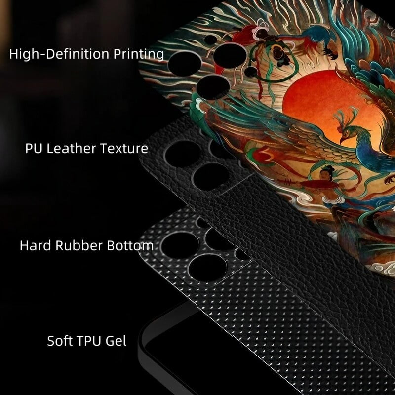 16″ iPhone 16 Pro Max TPU Case - Vermilion Bird Art Texture