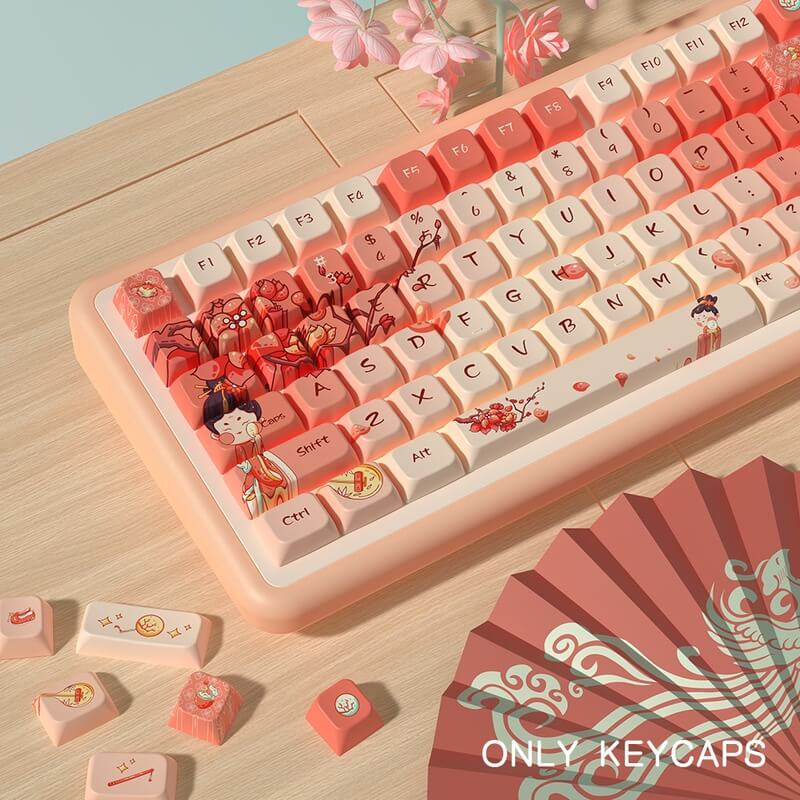 138-Key MDA & Cherry Profile PBT Keycap Set - Tang Dynasty Beauty Theme