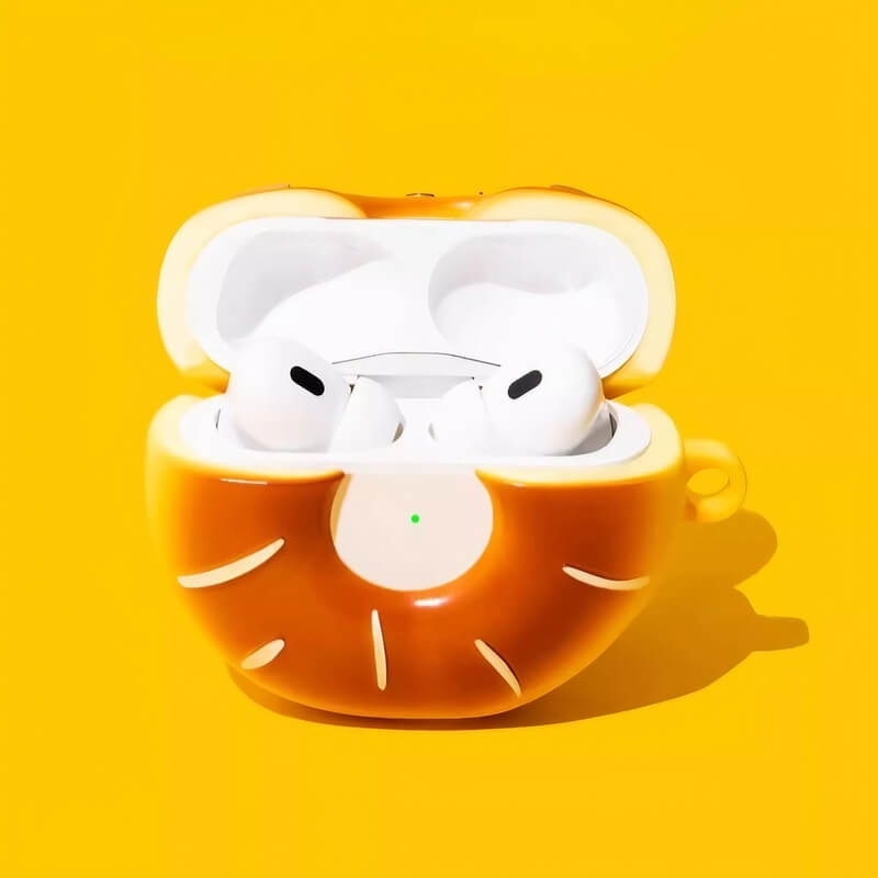 3″ Cartoon Bagel Themed Brown Silicone AirPods Case