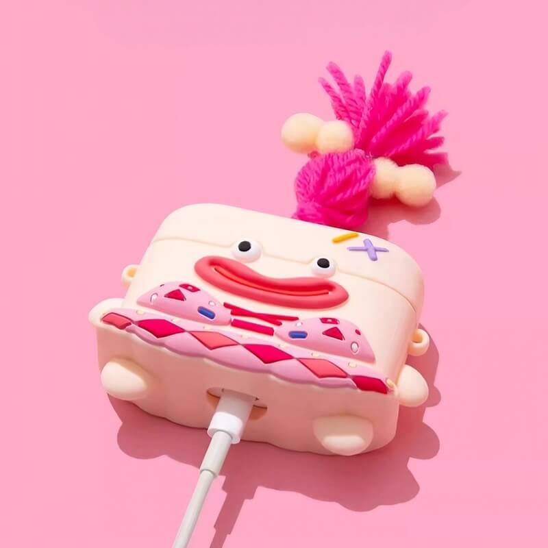 3″ Cute Funny Bikini Sausage Lips AirPods Case - Pink Silicone