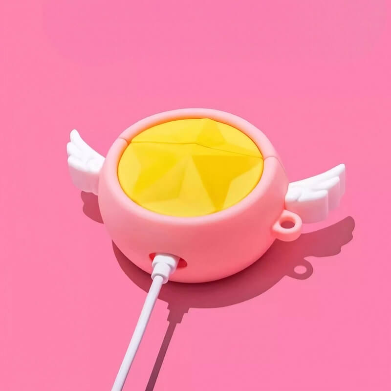 5.8" Cute Yellow Silicone AirPods Case - Clow Card Wand Inspired