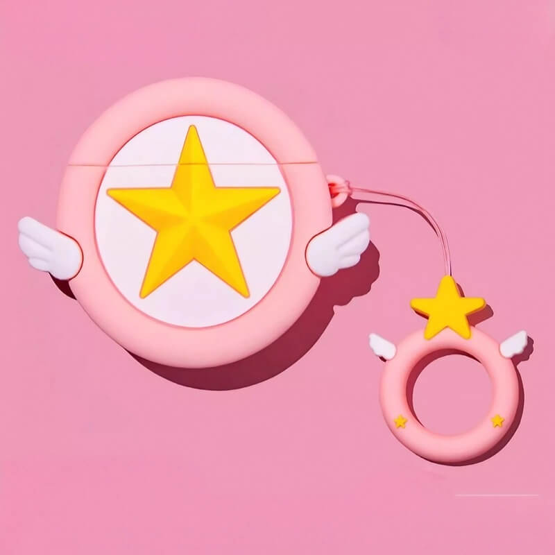 5.8" Cute Yellow Silicone AirPods Case - Clow Card Wand Inspired