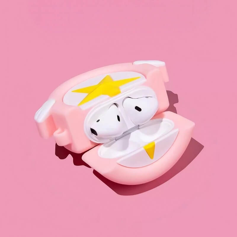5.8" Cute Yellow Silicone AirPods Case - Clow Card Wand Inspired