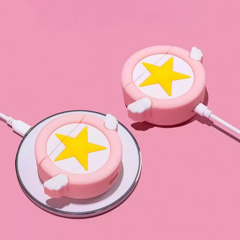 5.8" Cute Yellow Silicone AirPods Case - Clow Card Wand Inspired