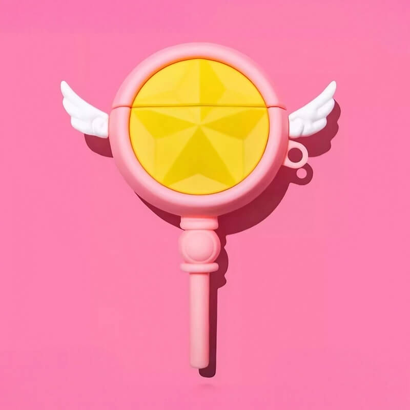 5.8" Cute Yellow Silicone AirPods Case - Clow Card Wand Inspired