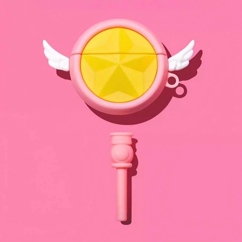 5.8" Cute Yellow Silicone AirPods Case - Clow Card Wand Inspired