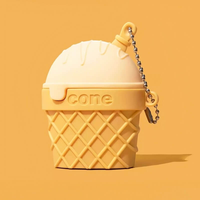 5″ Brown Silicone AirPods Case - Funny Chocolate Cone Ice Cream Theme