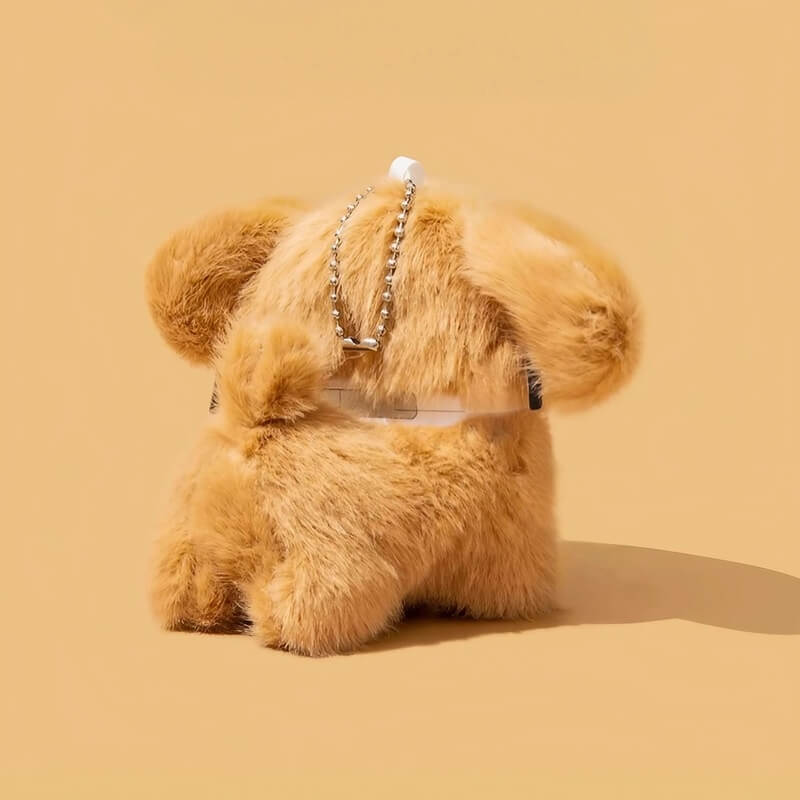 5″ Cute Funny Glasses Dog Brown Plush AirPods Case