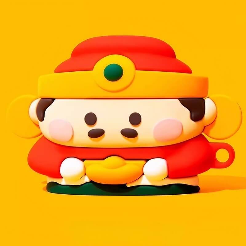 5″ Red Silicone AirPods Case - God of Wealth Theme