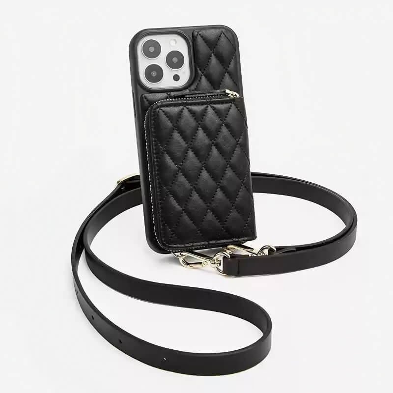 6.7″ PU Leather Sling Wallet Case for iPhone 16 Pro Max - Off-White