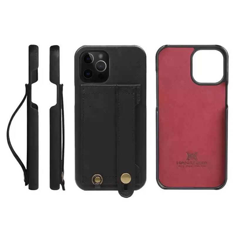 6.7″ iPhone 14 Pro Max Leather Case with Phone Grip and Wallet Dark Blue