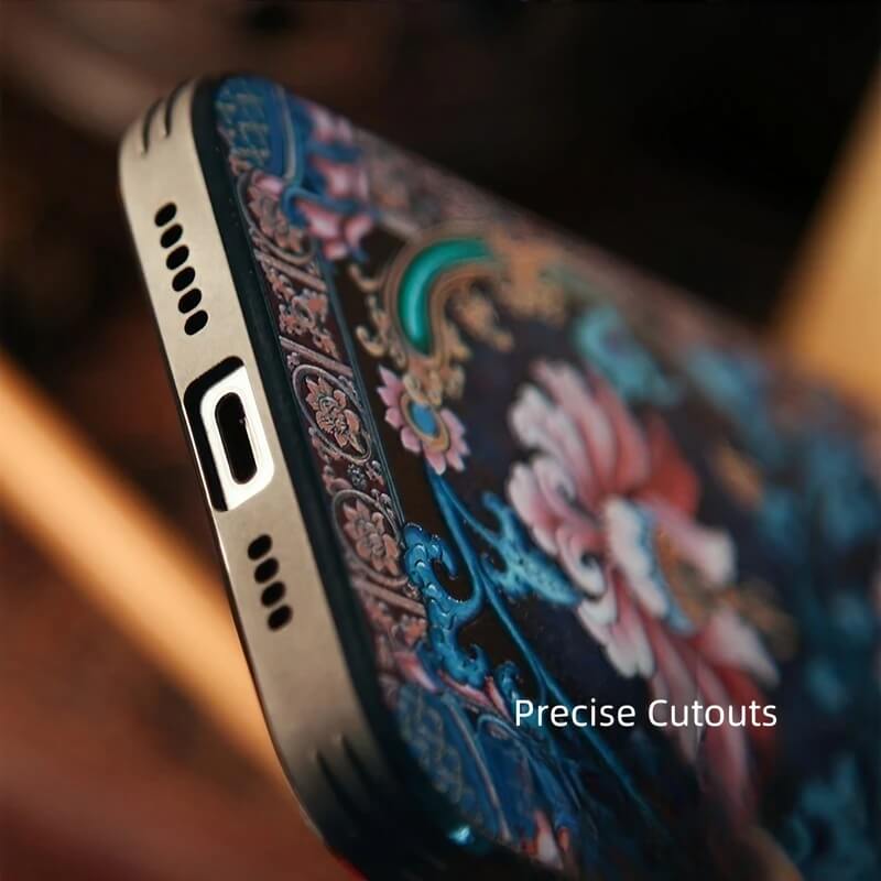 6.7″ iPhone 16 Pro Max Art TPU Case - Textured Twining Lotus Design