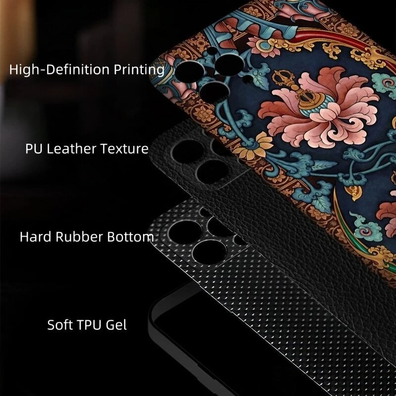 6.7″ iPhone 16 Pro Max Art TPU Case - Textured Twining Lotus Design