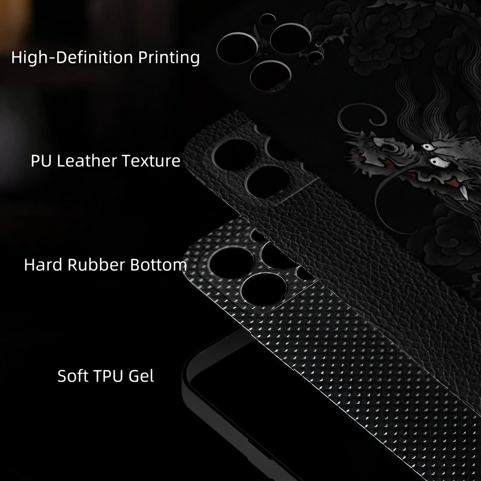 6.7″ iPhone 16 Pro Max Dark Dragon Art Cover - Textured TPU