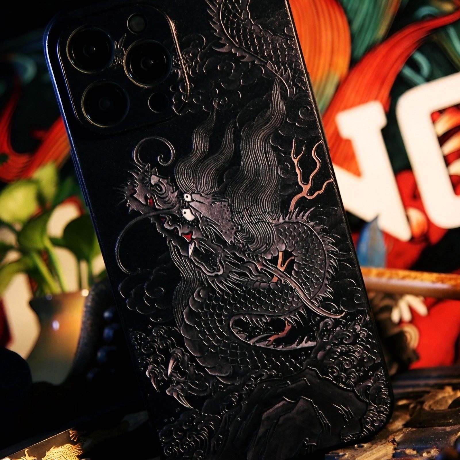6.7″ iPhone 16 Pro Max Dark Dragon Art Cover - Textured TPU