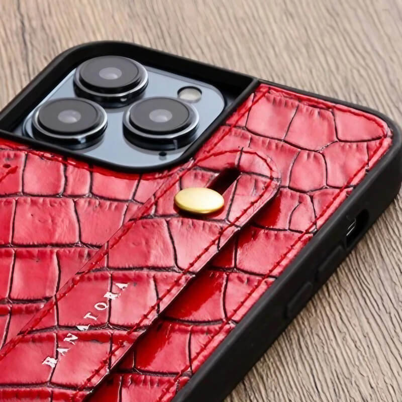 6.7″ iPhone 16 Pro Max Leather Wallet Case with Phone Grip Black