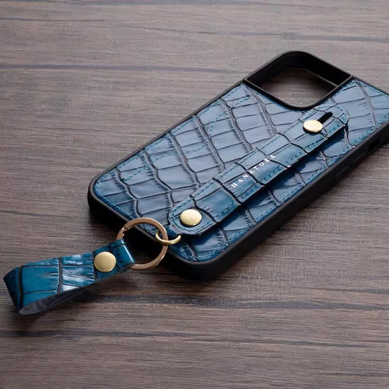 6.7″ iPhone 16 Pro Max Leather Wallet Case with Phone Grip Black