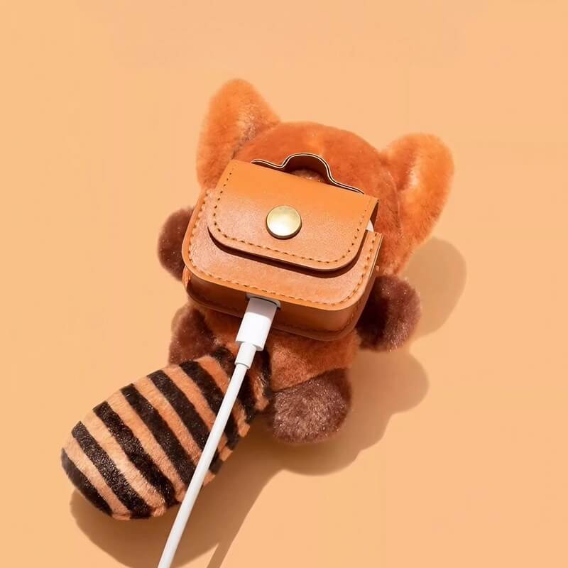 6″ Plush Brown AirPods Case - Red Panda Theme - Funny Cute Accessory