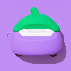 6″ Purple Silicone AirPods Case - Cute Smiley Face Eggplant Theme