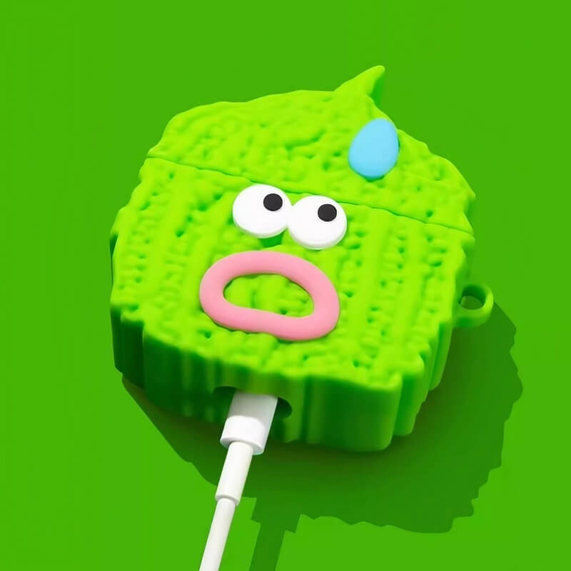 AirPods Case Green Silicone Bitter Melon Cute Funny