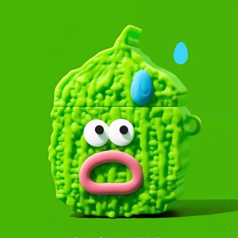 AirPods Case Green Silicone Bitter Melon Cute Funny