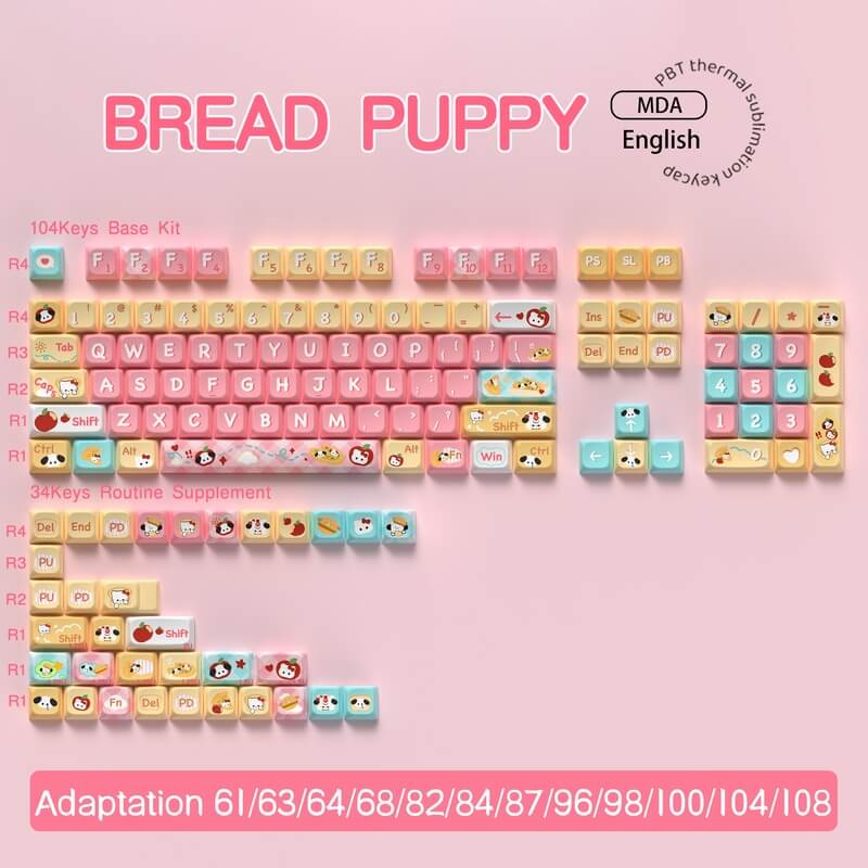 Bread Puppy Theme 138-Key MDA Profile Keycap Set