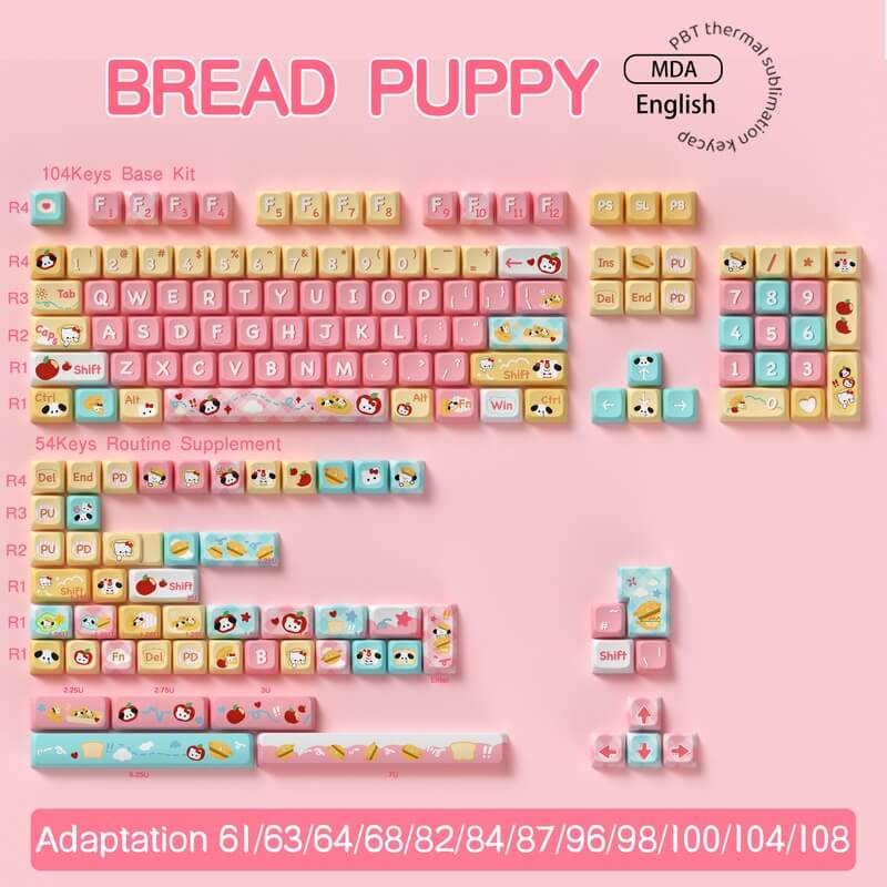 Bread Puppy Theme 138-Key MDA Profile Keycap Set