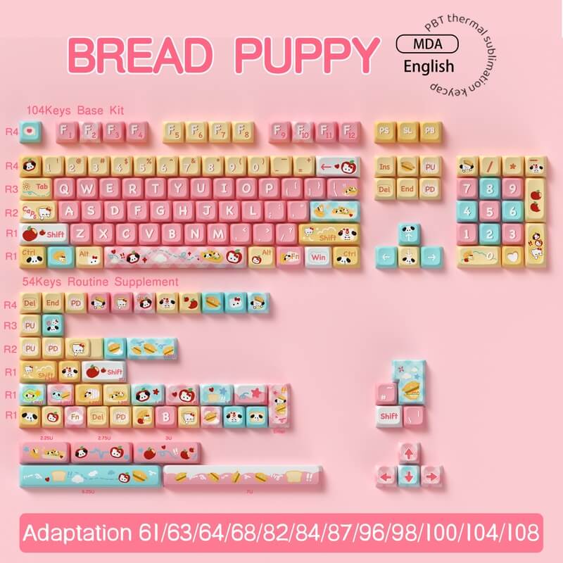 Bread Puppy Theme 138-Key MDA Profile Keycap Set