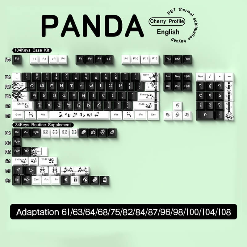 Cherry Profile 138-Key Keycap Set - Panda Design