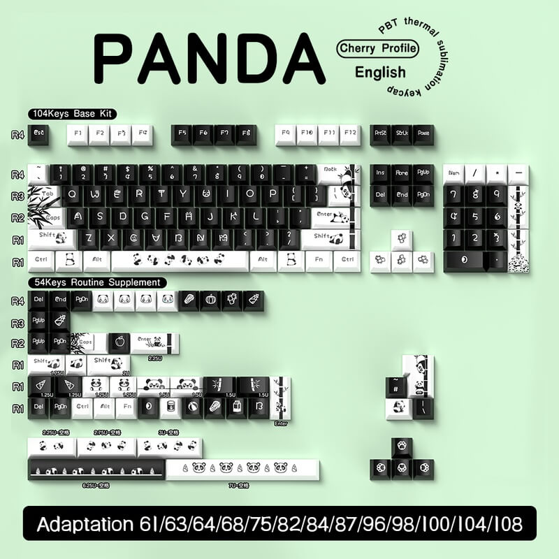 Cherry Profile 138-Key Keycap Set - Panda Design