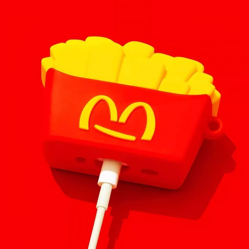 Cute Fries Theme Silicone 3″ AirPods Case - Red