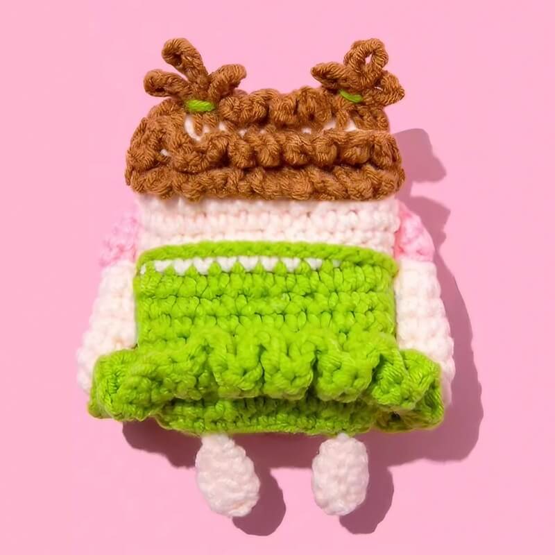 Cute Funny Green Knit 3″ AirPods Case - Curly-Haired Sausage Lips Girl