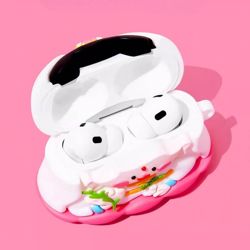 Cute & Funny Buddha Themed AirPods Case - Pink Silicone - 3″