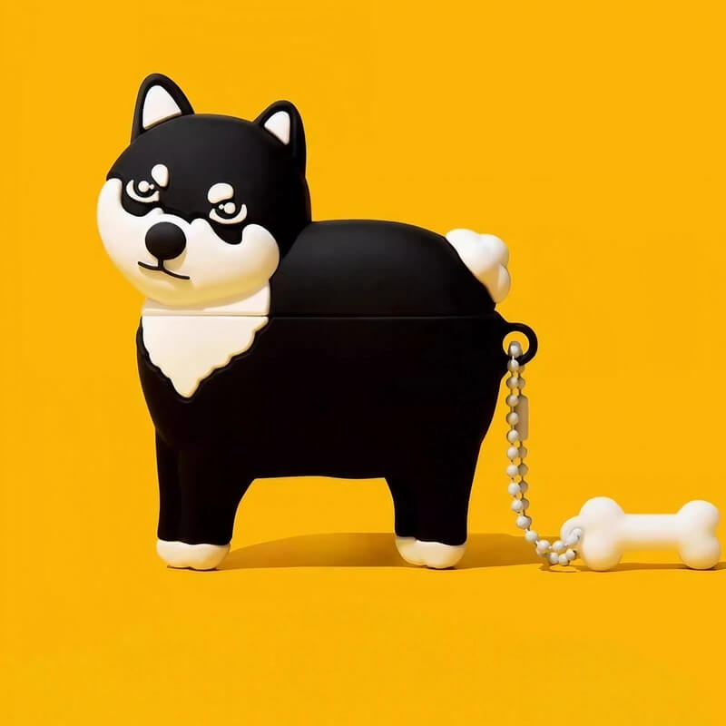 Cute and Funny Cat Theme 3" Black Silicone AirPods Case