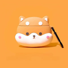 Fun Shiba Inu Theme Silicone AirPods Case - Brown 5"