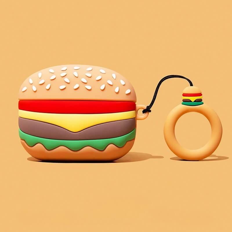 Funny Brown Hamburger Silicone AirPods Case 2″