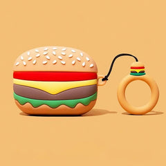 Funny Brown Hamburger Silicone AirPods Case 2″