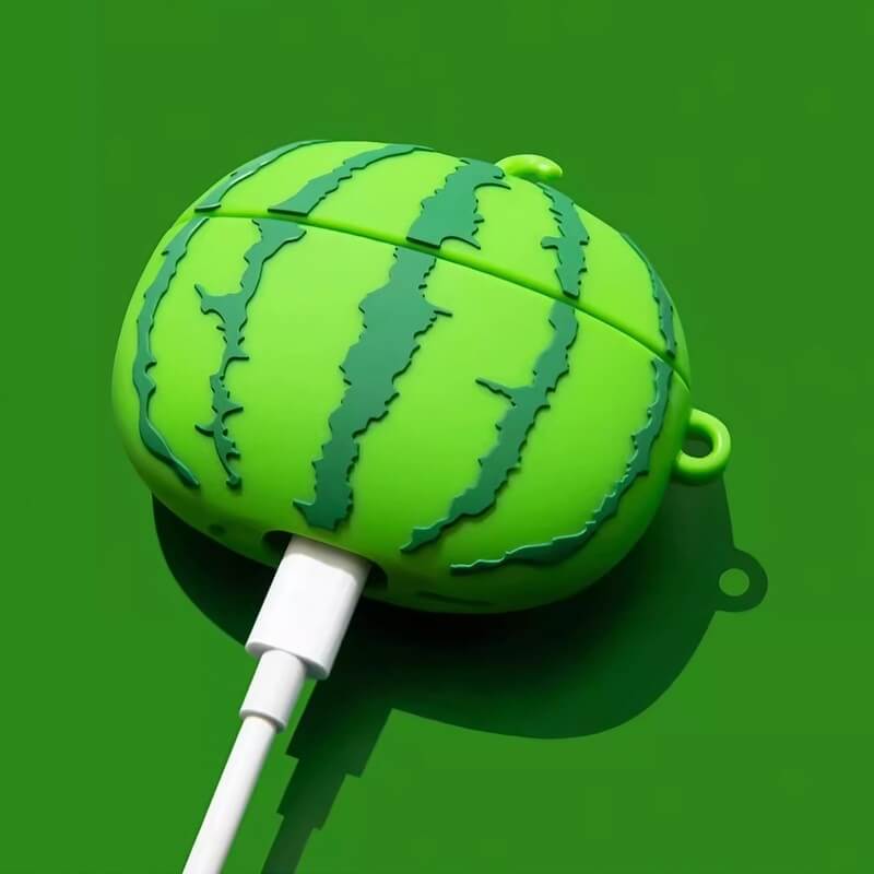 Funny Watermelon 6″ Green Silicone AirPods Case - Cute Design