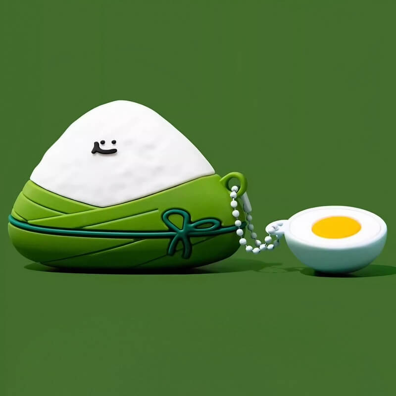 Green Silicone AirPods Case - 5″ Cartoon Pendant, Zongzi Theme