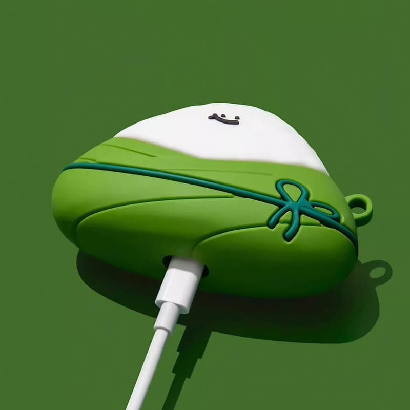 Green Silicone AirPods Case - 5″ Cartoon Pendant, Zongzi Theme