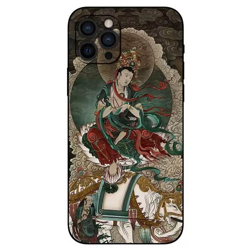 iPhone 15 16 Pro Max 6.7″ Art Case - Samantabhadra Design TPU Textured