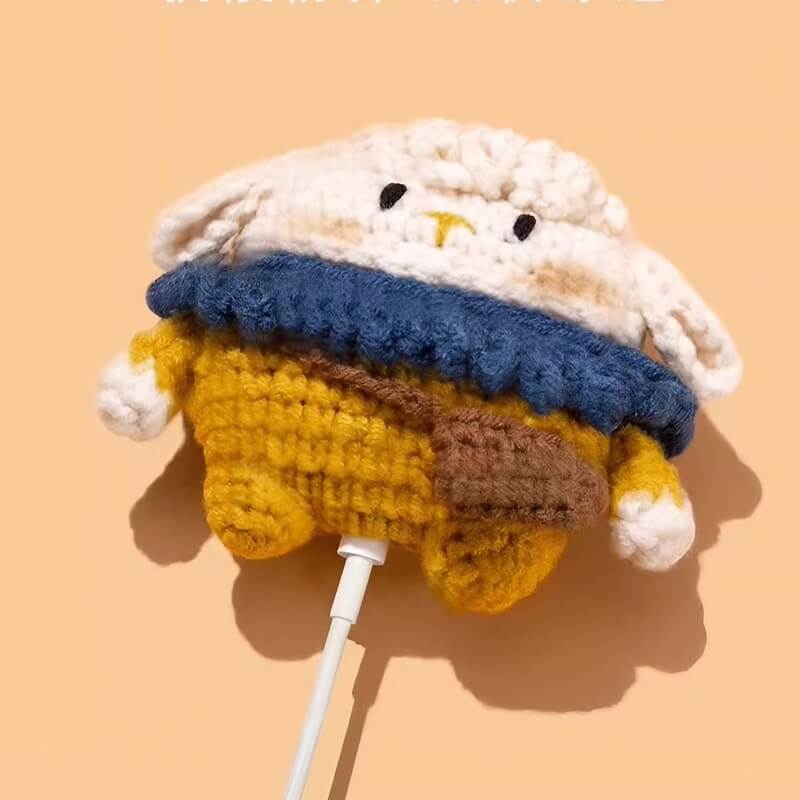 Knit AirPods Case 3" - Cute Sheep Design in Brown