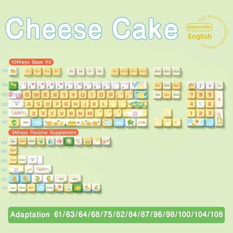 MDA Profile 138-Key Keycap Set - Cheese Cake Design