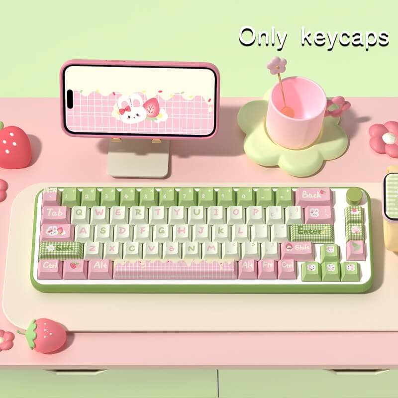 MDA Profile 138-Key Keycap Set - Strawberry Milk Bunny Theme