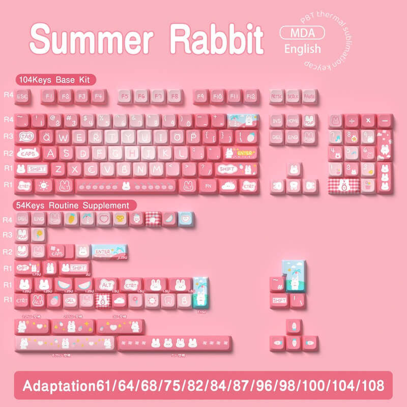 MDA Profile 138-Key Keycap Set - Summer Rabbit Theme
