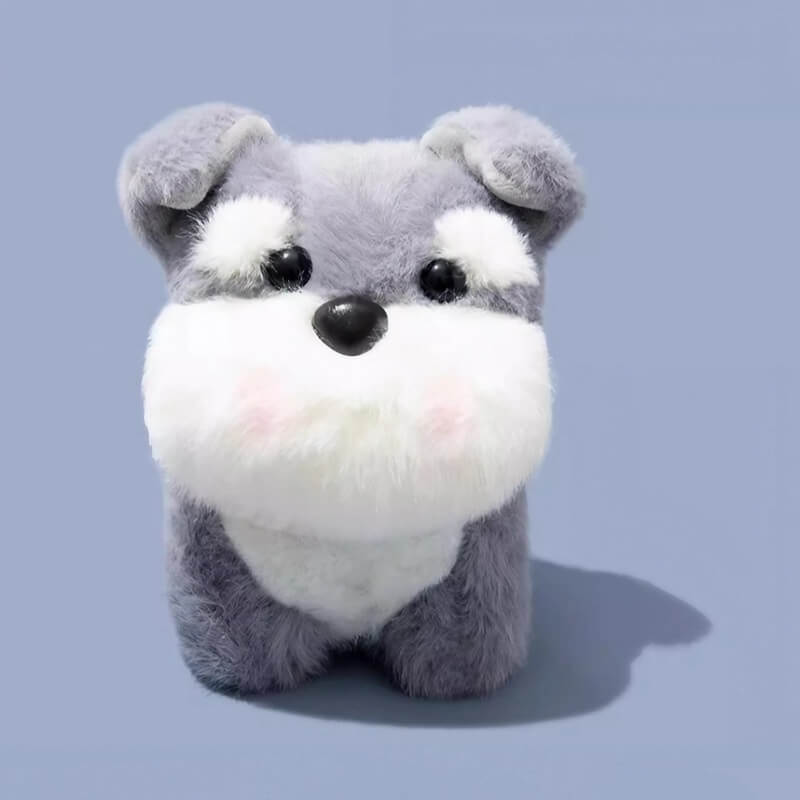 Plush Gray Schnauzer AirPods Case - 6″ Cute and Funny Design