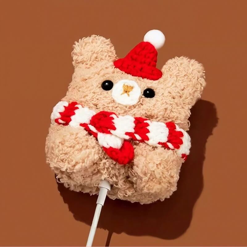 Pretty Red Scarf Bear 6″ Plush Case - Khaki for AirPods Pro2